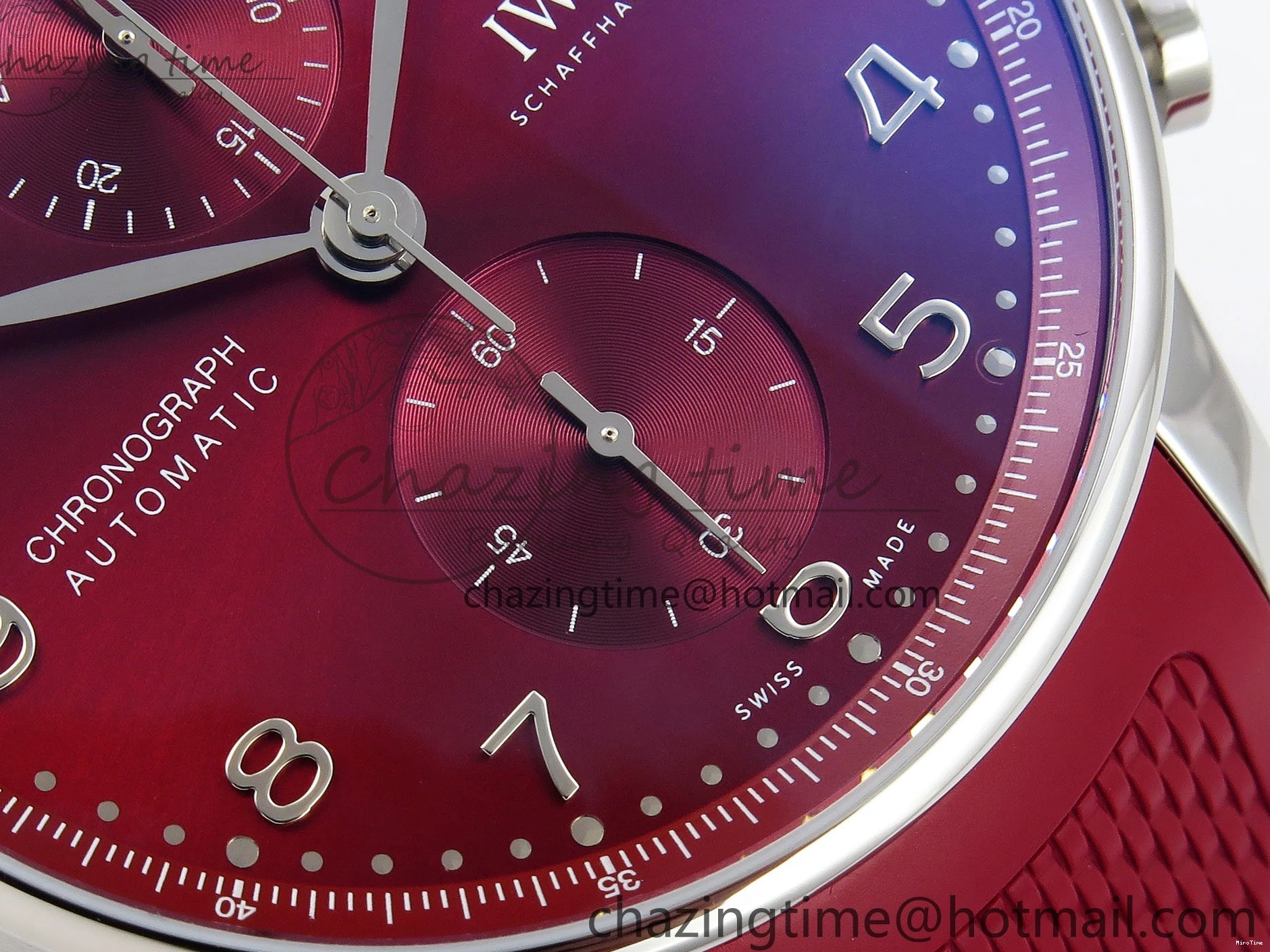 MIROTIME 0111 Reliable Portuguese Chrono IW3716 Z+F 1:1 Best Edition Red Dial on Red Rubber Strap A 7015